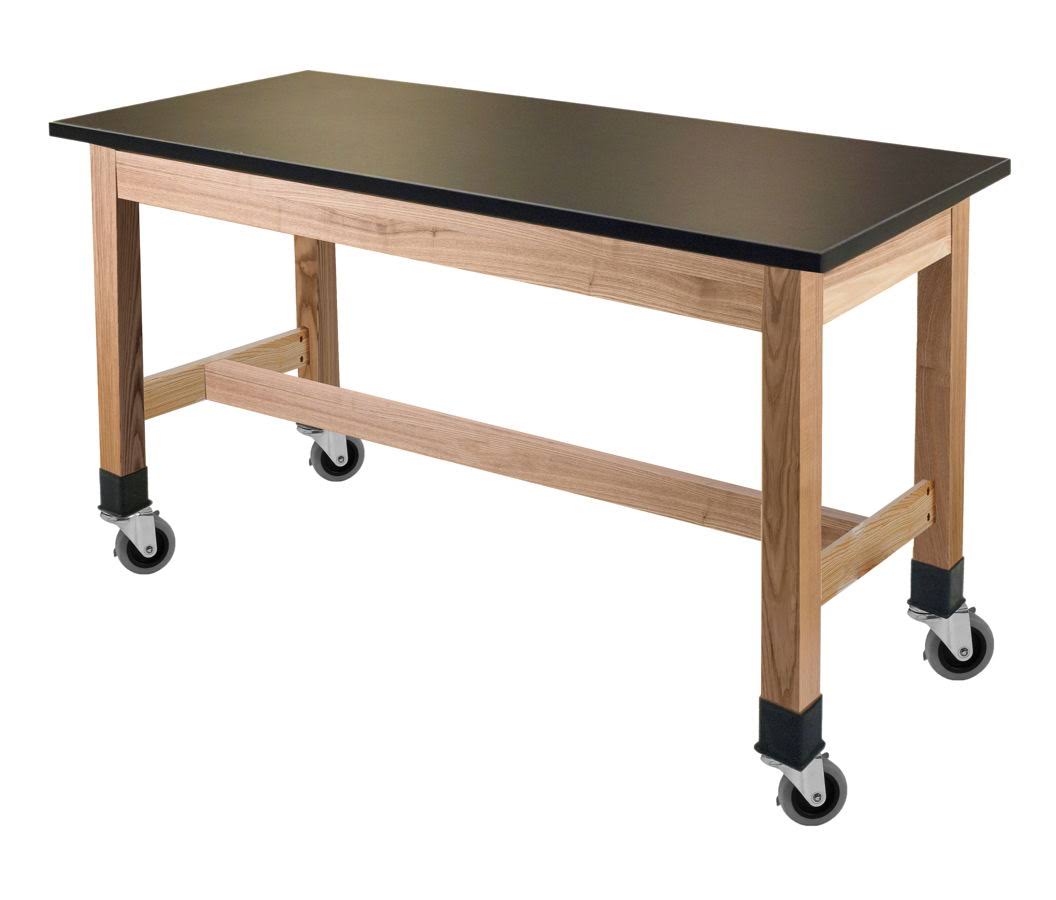 24x54x22 Wood Science Lab Table with Phenolic Top and Casters U93938