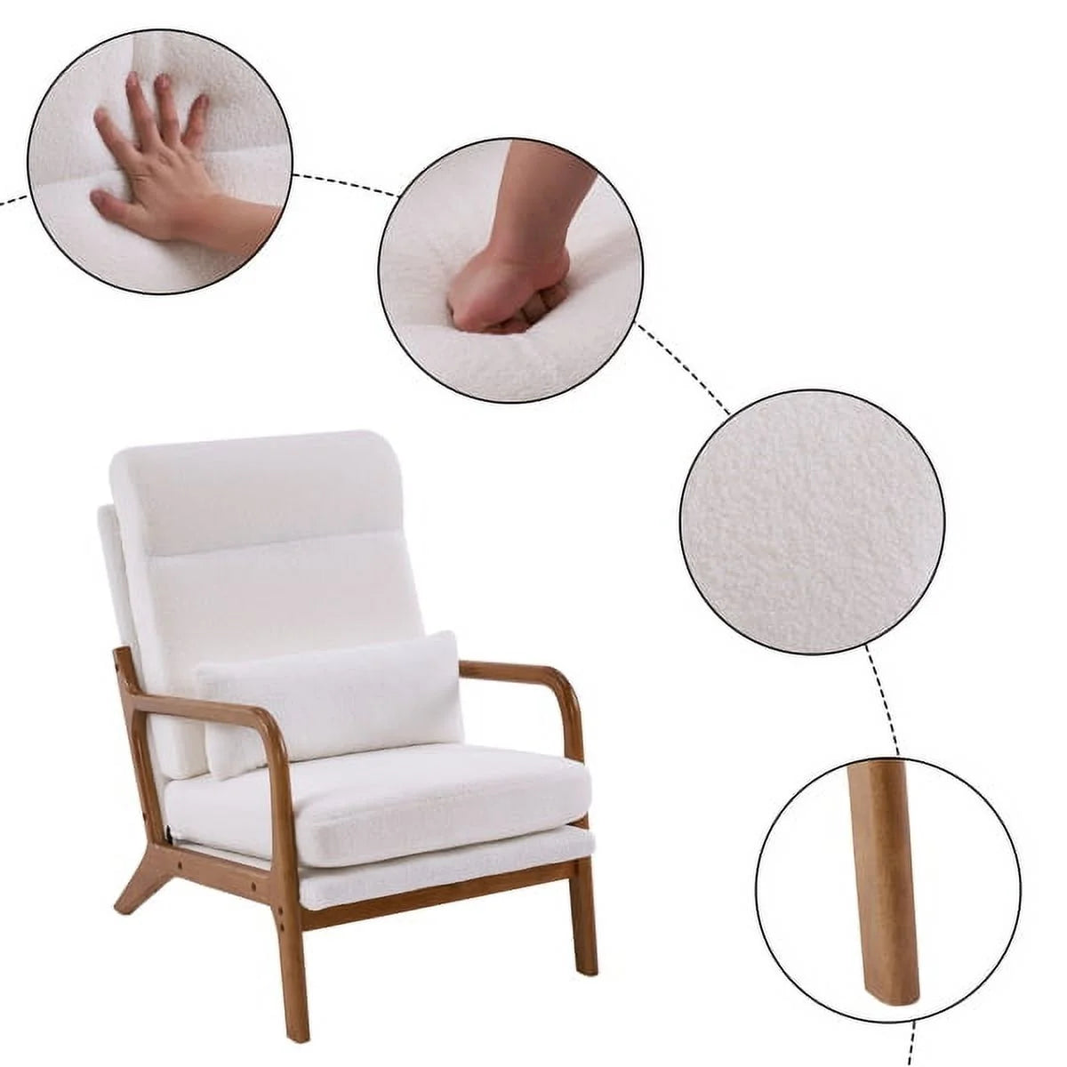 Mid-Century Modern Accent Chair with Lumbar Pillow I2280