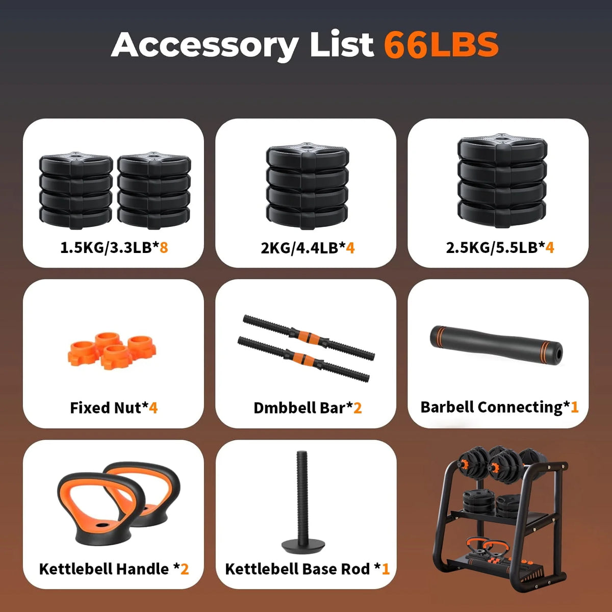 Adjustable Weight Dumbbell Set with Connector J97959