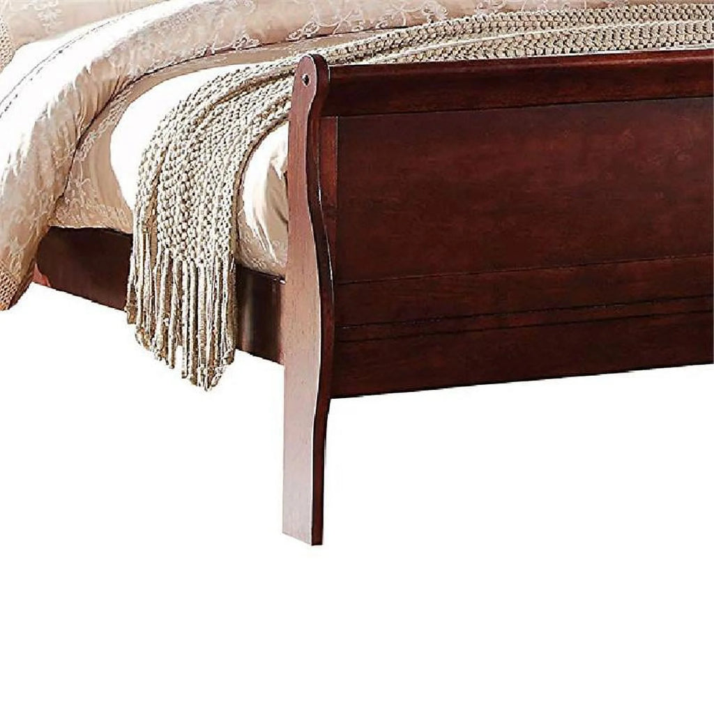 Brown Wood Queen Sleigh Bed T610