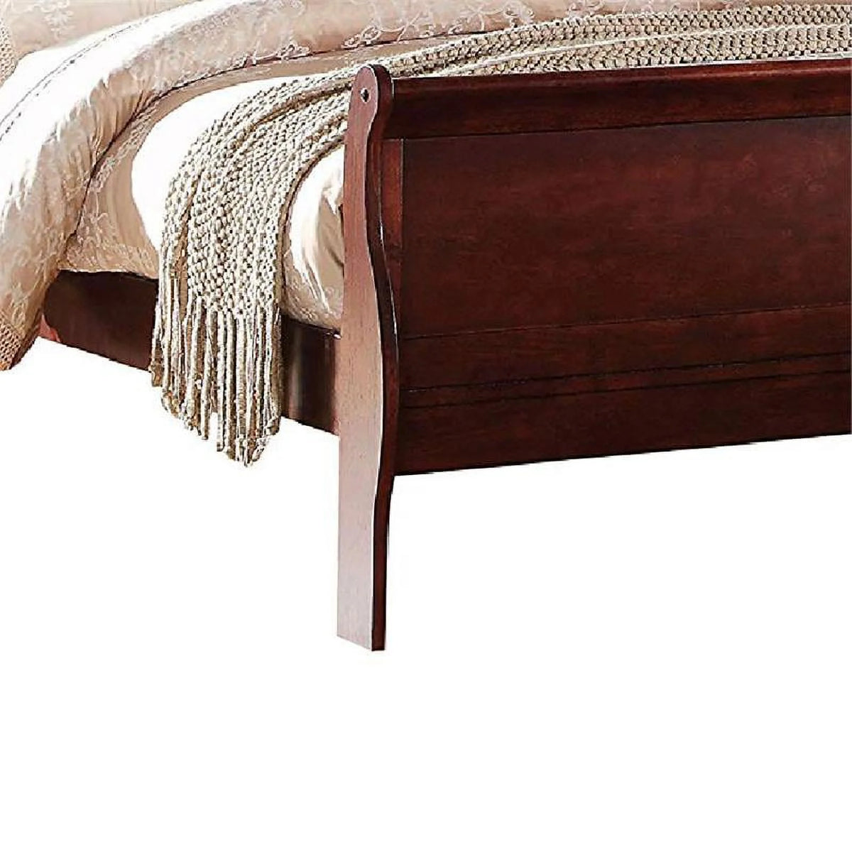 Brown Wood Queen Sleigh Bed T610