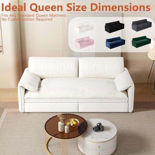 Queen Size Velvet Convertible Sleeper Sofa Bed W118