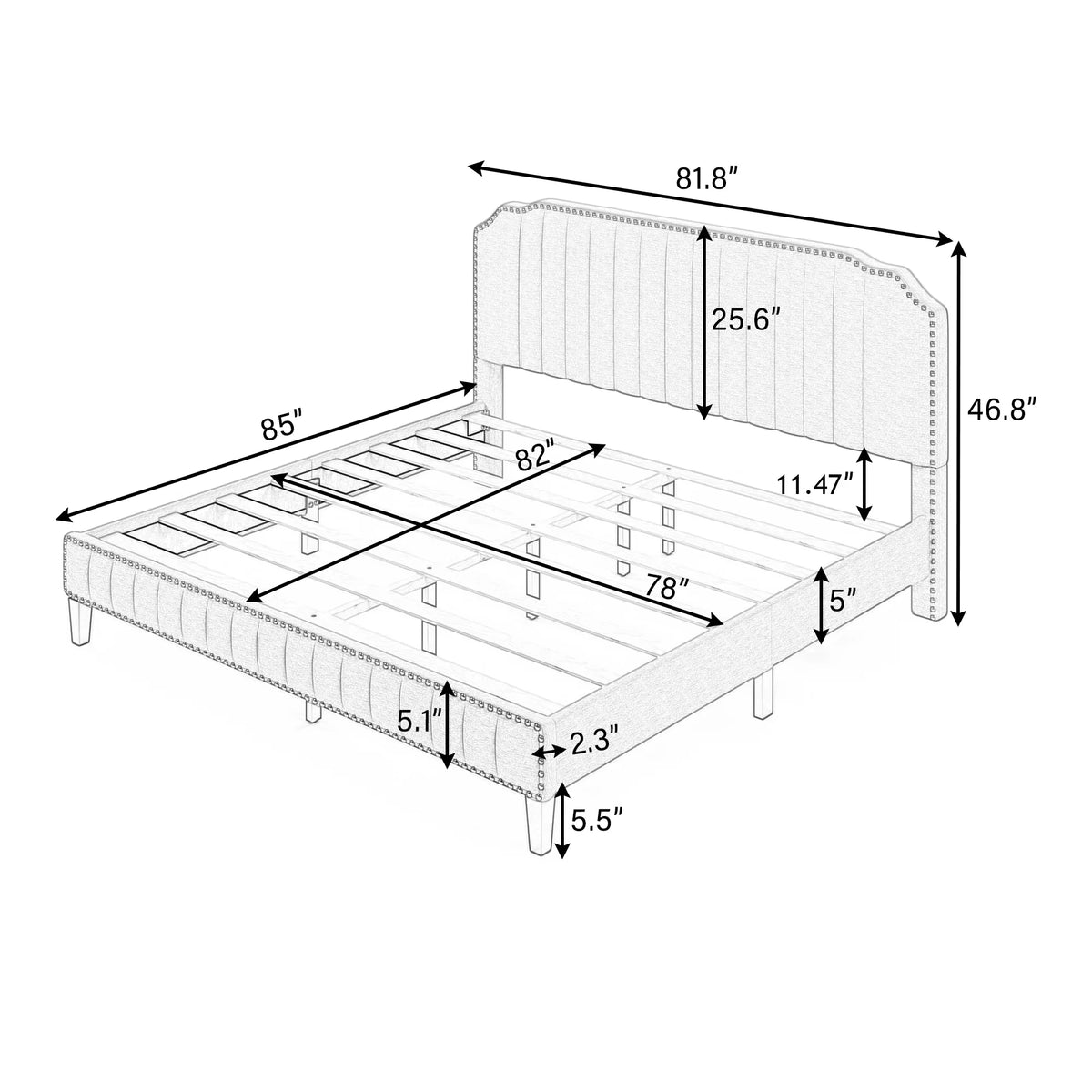 Linen Upholstered King Platform Bed F713058