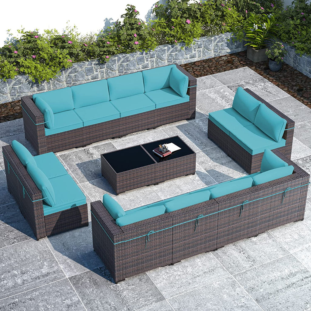 15 Pieces PE Rattan Outdoor Patio Furniture Set with Fire Pit Table C52107