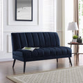 Navy Blue Velvet Armless Loveseat D29861
