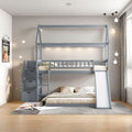 Twin Over Full Bunk Bed with Stairs and Slide, Gray M29973