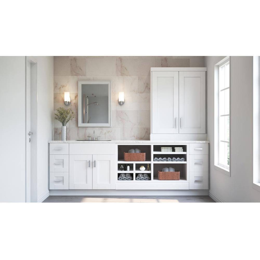 36X34.5X24x22 Shaker Sink Base Cabinet in Satin White V821219