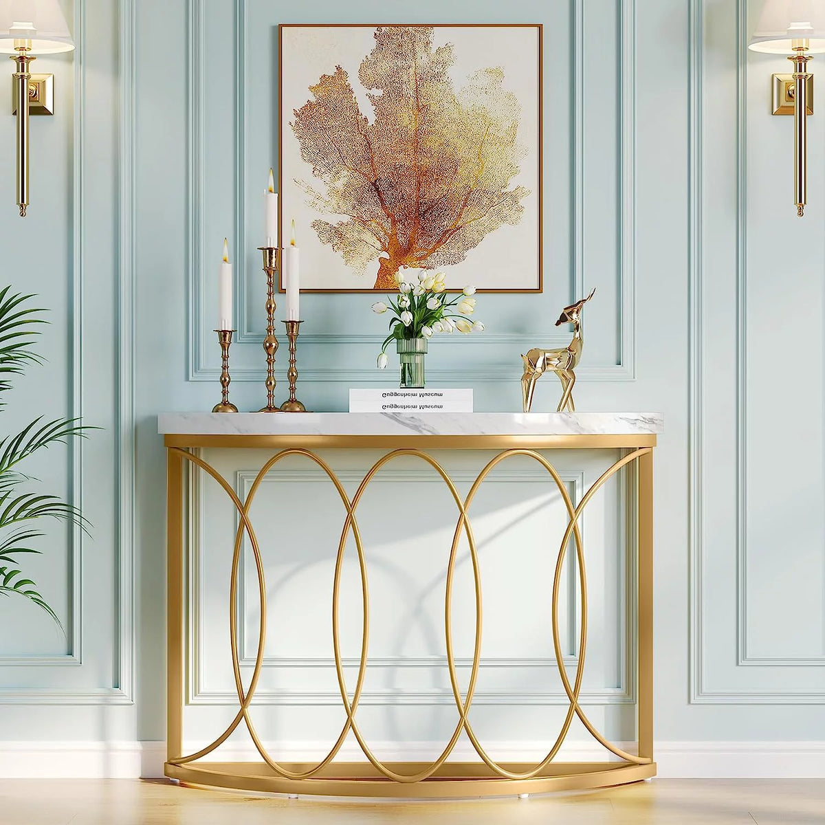 Gold Faux Marble Console Table B1290