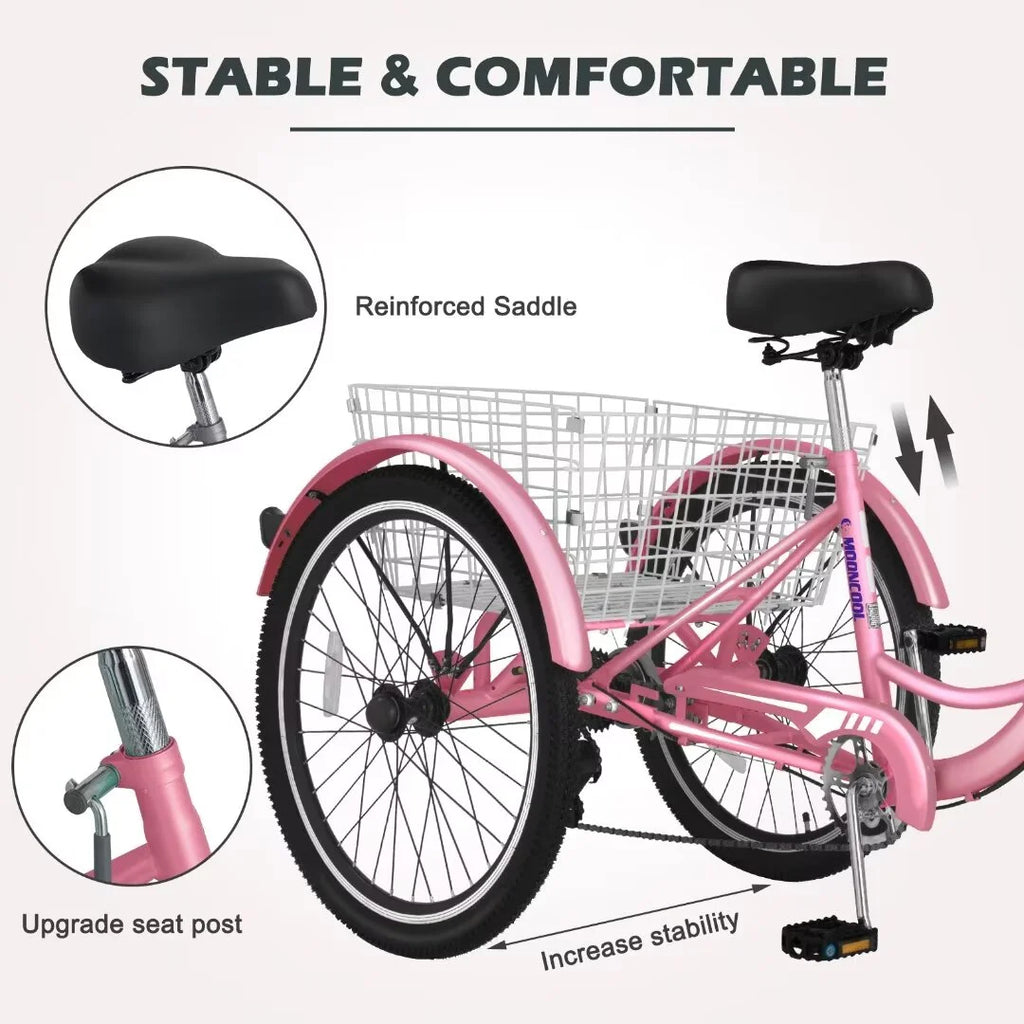 26 7 Speed Adult Tricycle with Large Basket E2848