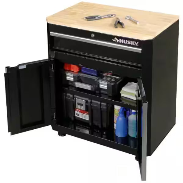 24-Gauge Steel 1-Drawer 2-Door Garage Base Cabinet in Black P215367