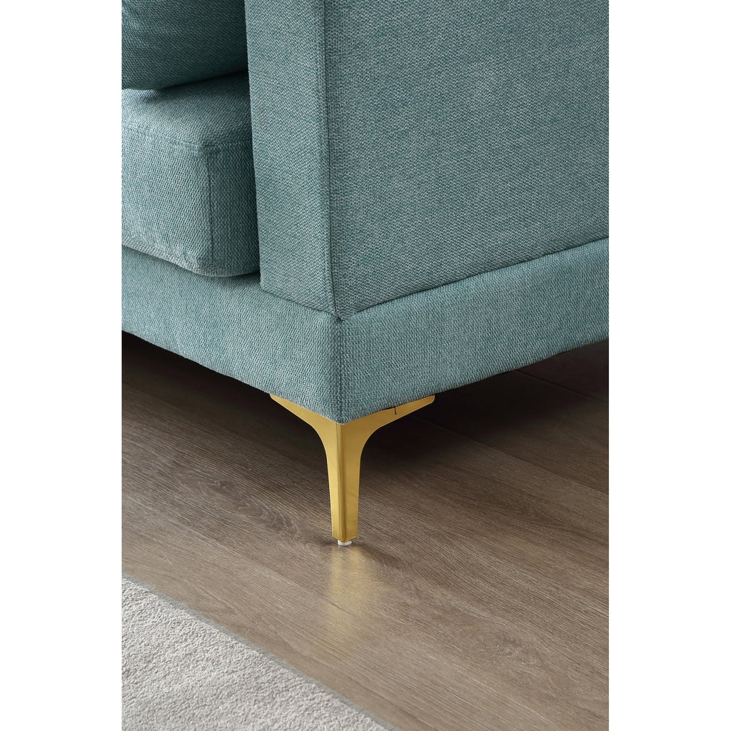 L Shape Turquoise Fabric Couch X28850