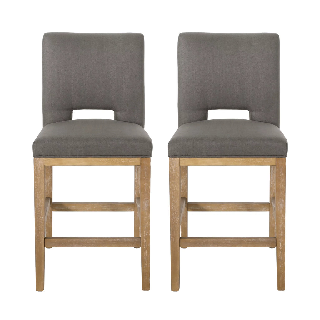 Fabric Upholstered 27 Inch Counter Stools, Set of 2 L104373