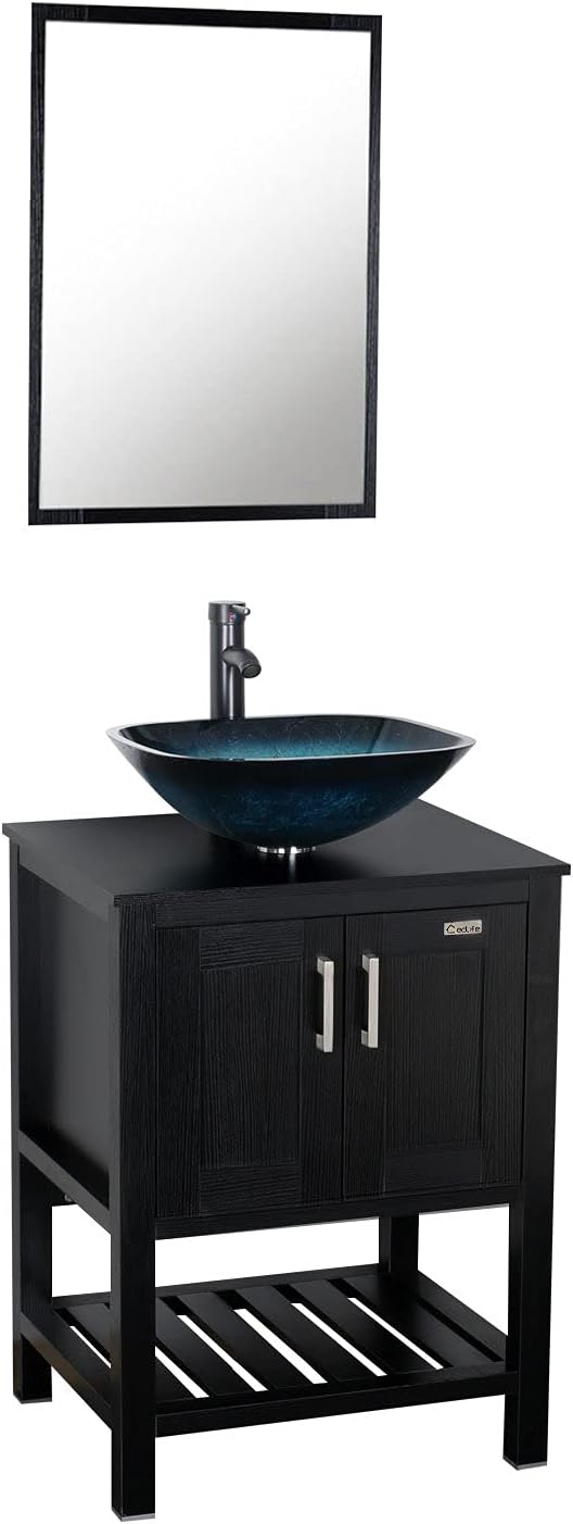 24 inch Bathroom Vanity with Ceramic Vessel Sink and Faucet S3445
