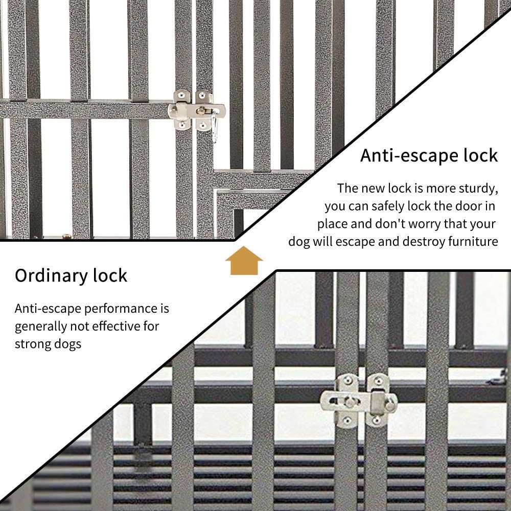 38 Heavy Duty Metal Dog Crate with Double Doors and Wheels, Black I2701