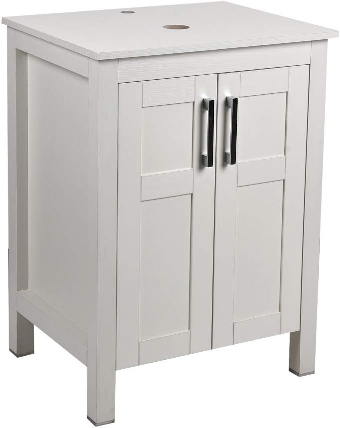 24 Inches White Single Bathroom Vanity Set with Top and 2-Door Cabinet M967727