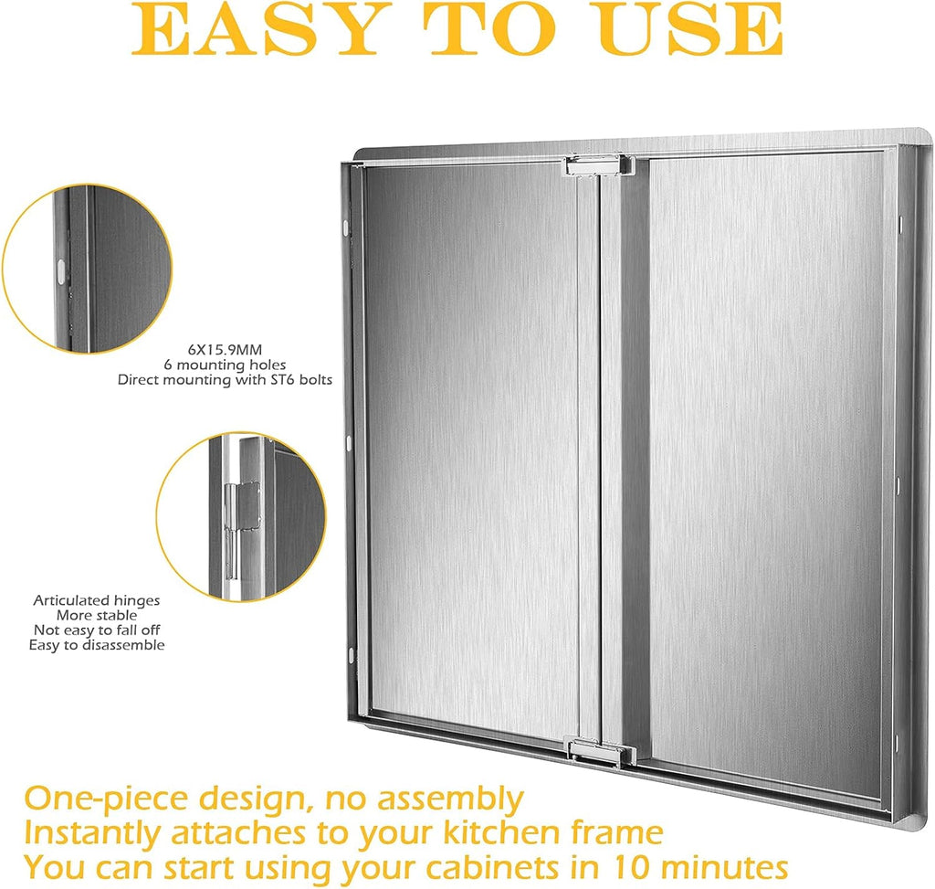 29.5W x 22H Inch Stainless Steel Outdoor Kitchen Doors N1902