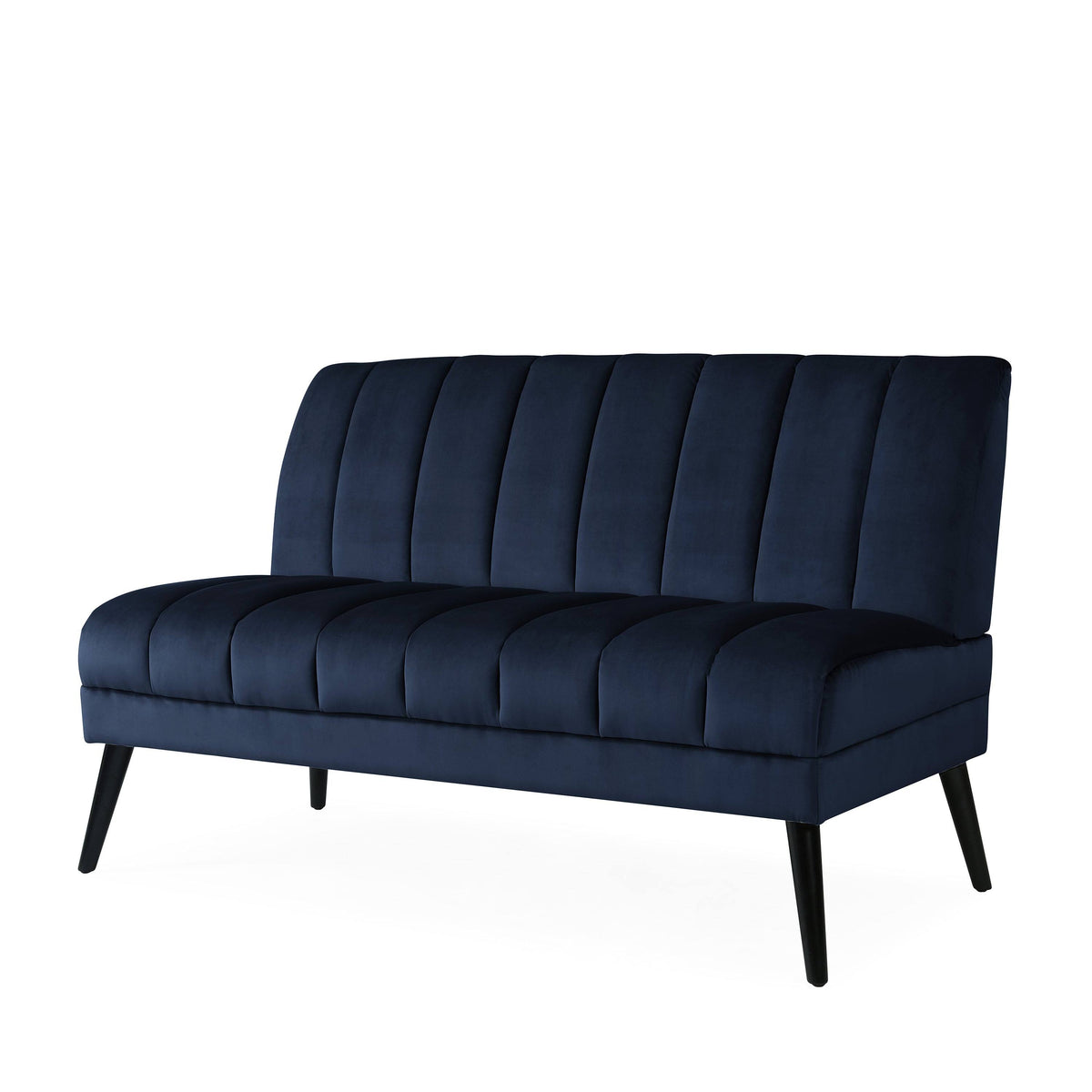Navy Blue Velvet Armless Loveseat D29861