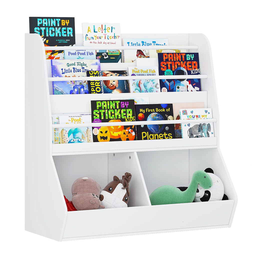 White Wooden Kids Bookshelf and Toy Storage Cabinet O502858