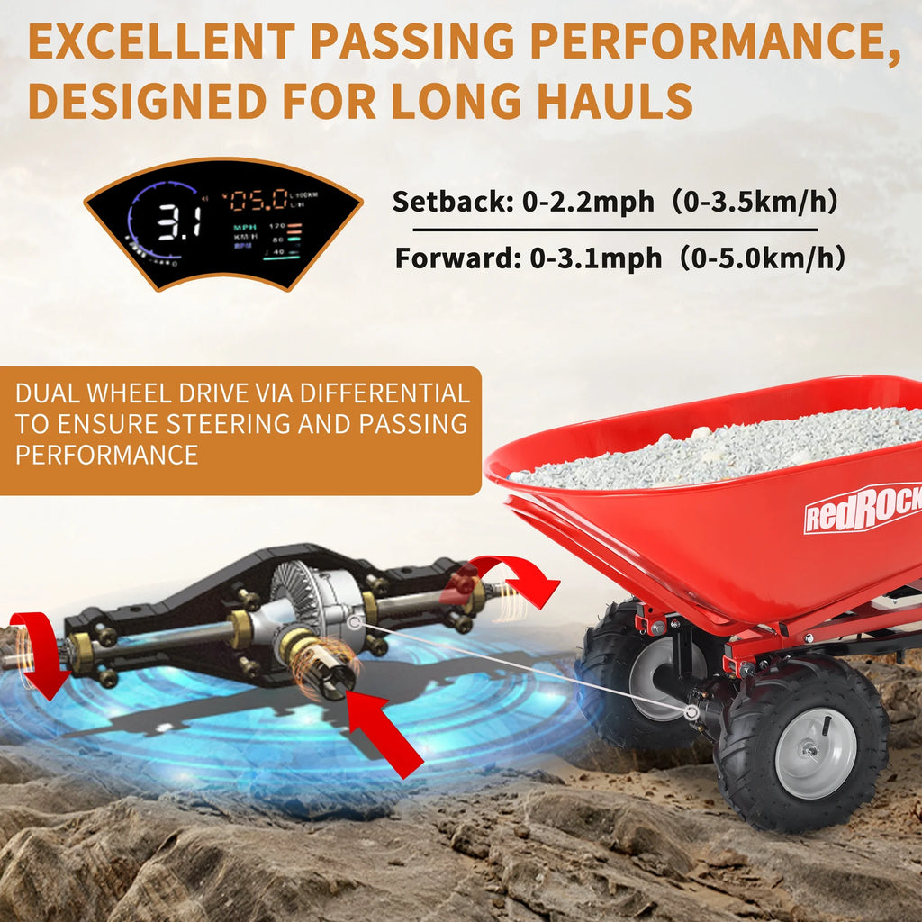 48V28Ah 500W Steel Electric Wheelbarrow Utility Cart M47610