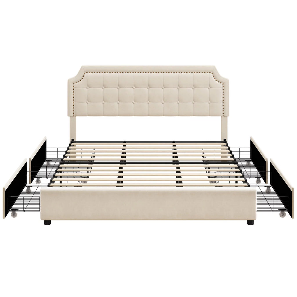 Full Storage Bed with 4 Drawers, Black M478