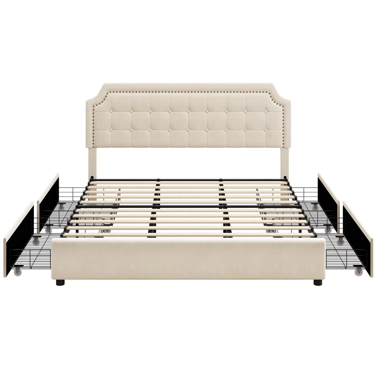 Full Storage Bed with 4 Drawers, Black M478