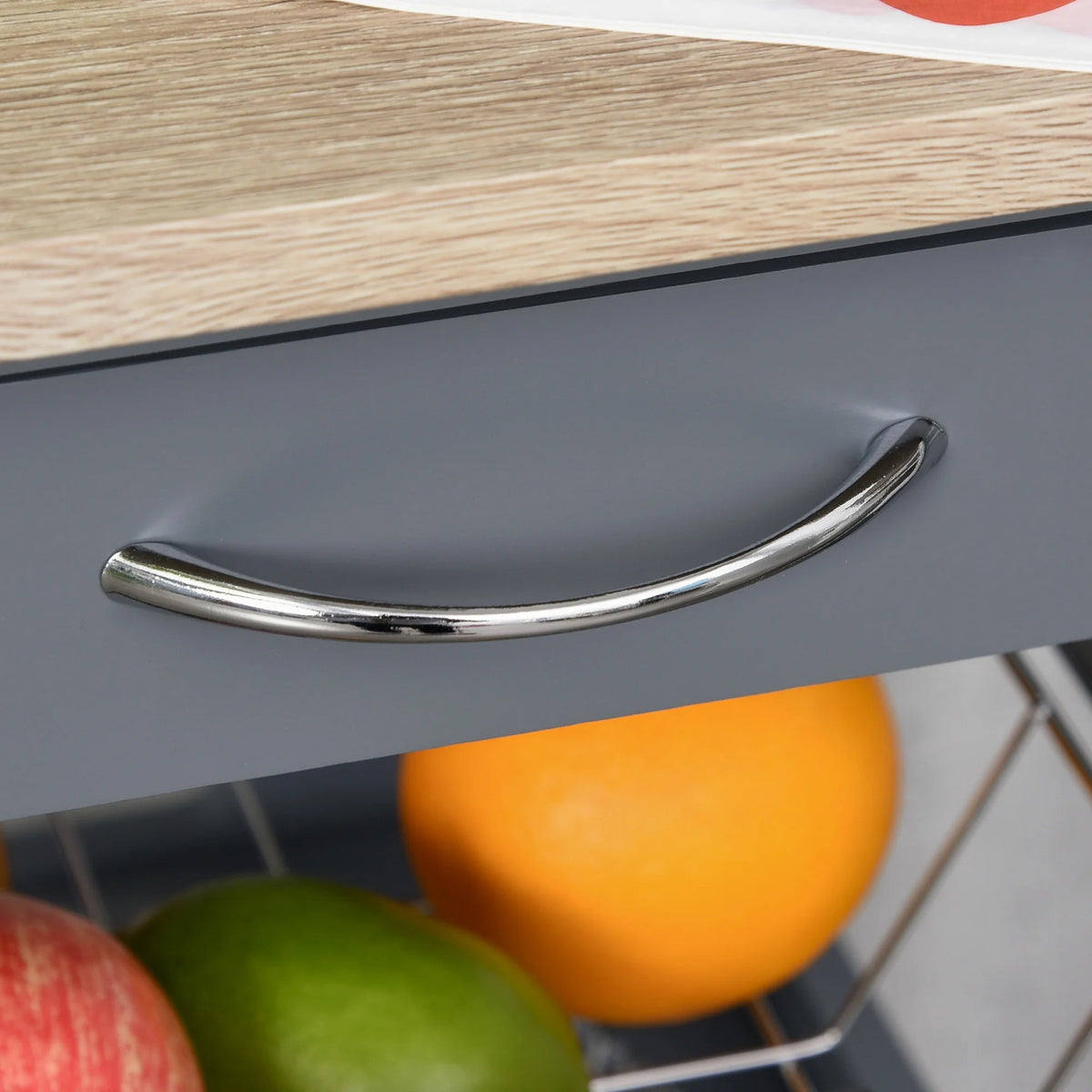 Grey Rolling Kitchen Island Cart with Drawer Z15170