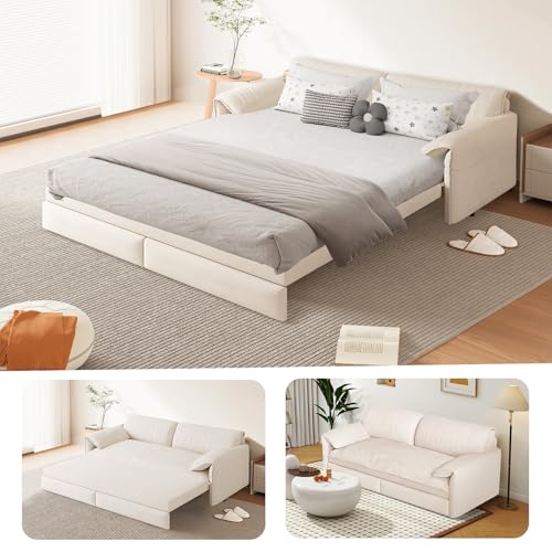 Queen Size Velvet Convertible Sleeper Sofa Bed W118