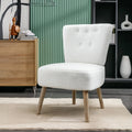 White Teddy Fabric Slipper Chair with Wooden Legs D2920