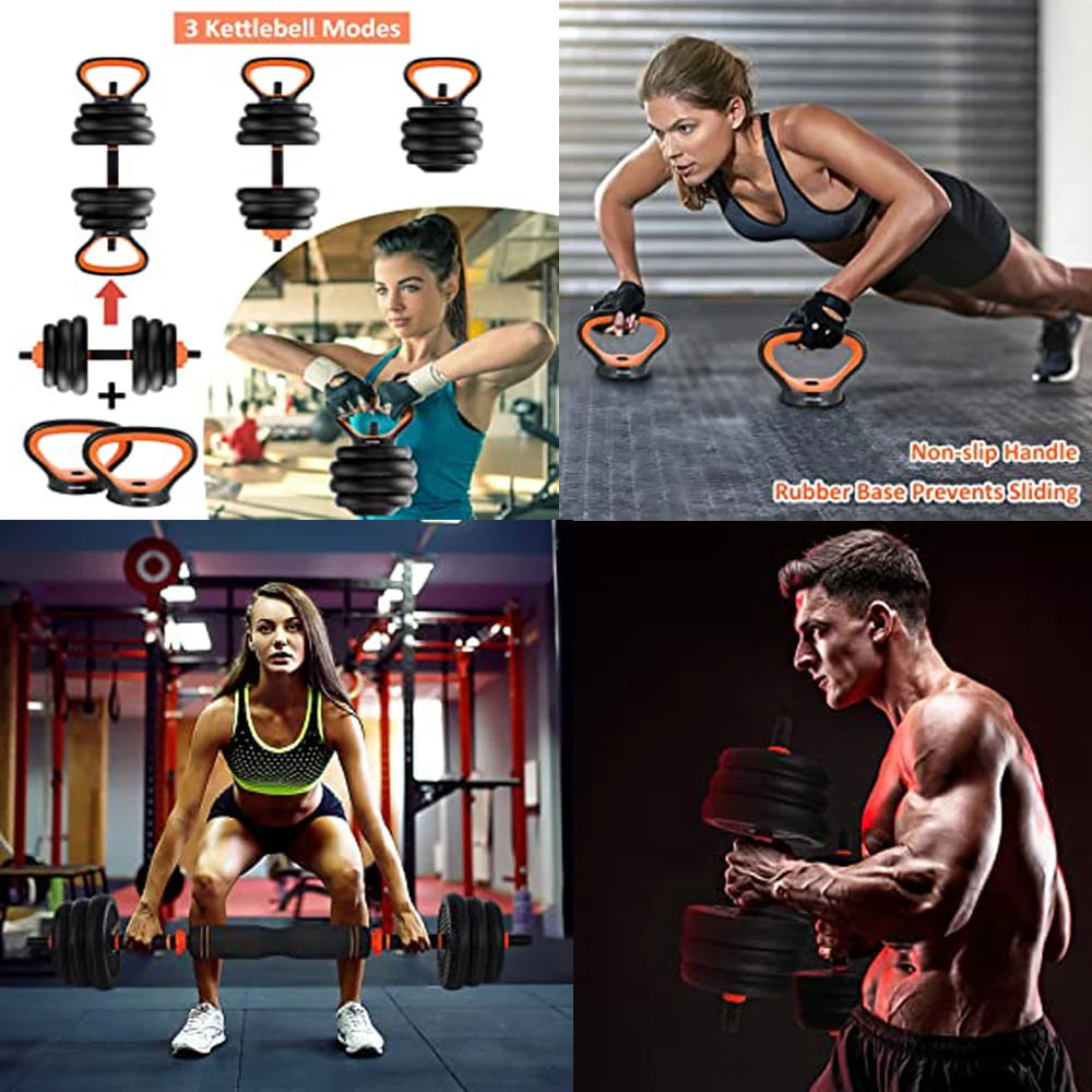 Adjustable 77lb 4-in-1 Dumbbell Barbell Kettlebell Set J40122