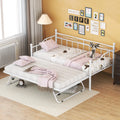 Twin Size White Metal Daybed with Adjustable Trundle R2800