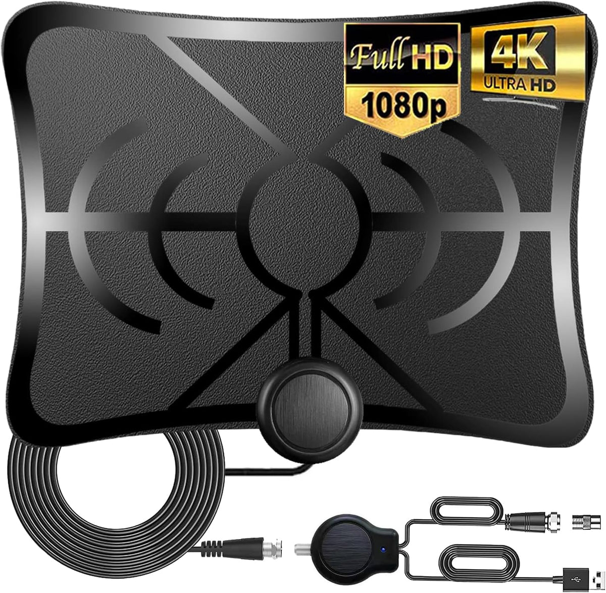 HD Digital TV Antenna 250 Miles Range 4K 1080p 18ft Coax Cable Pack of 2 V850