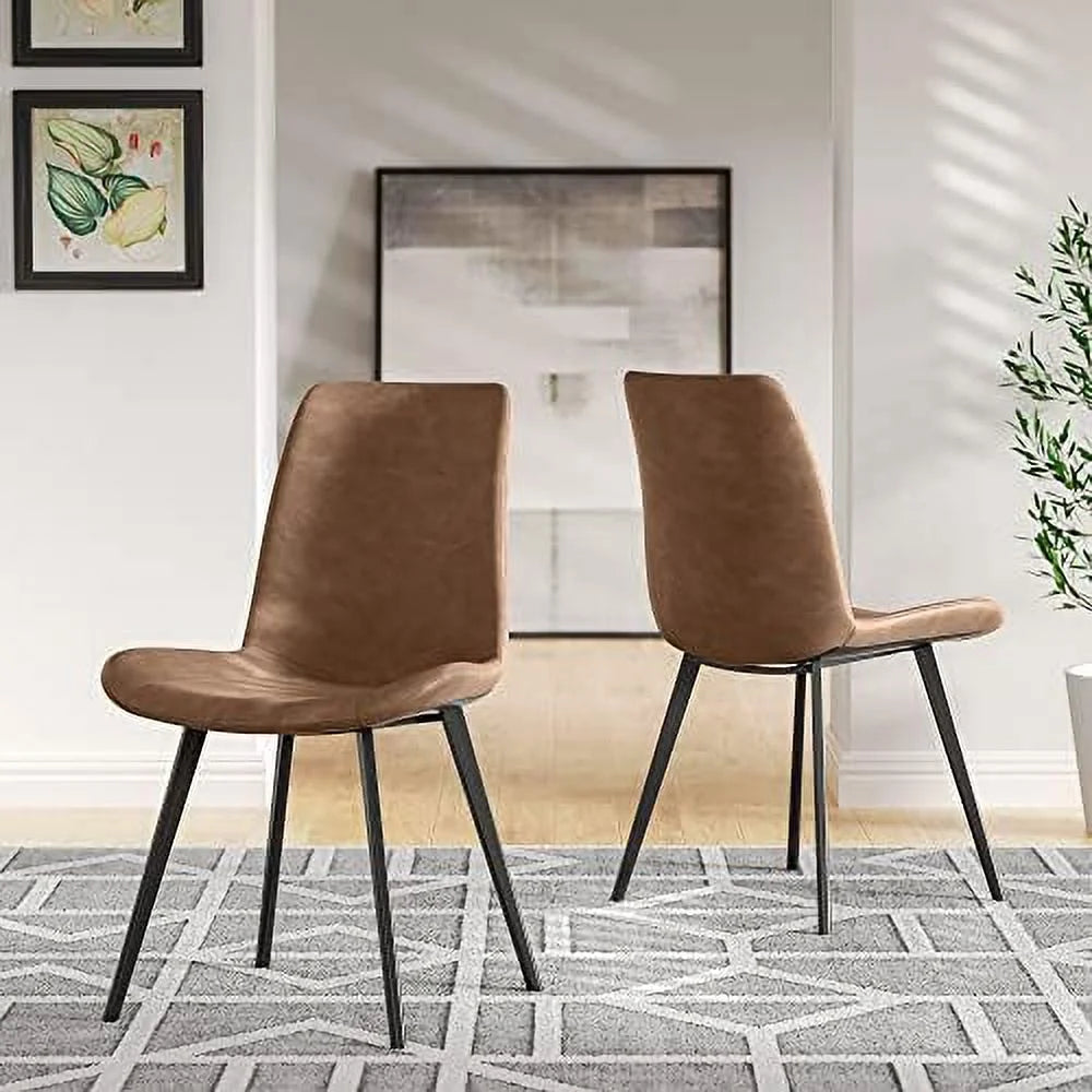Faux Leather Dining Chairs Set of 2 with Metal Legs R21558