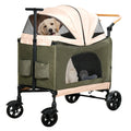 Foldable 4 Wheels Dog Stroller with Storage Basket M68937