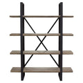 73 in. 4-Tiered Rustic Oak Shelf Unit with Iron Frame N295077