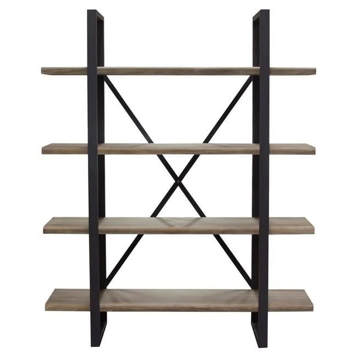 73 in. 4-Tiered Rustic Oak Shelf Unit with Iron Frame N295077