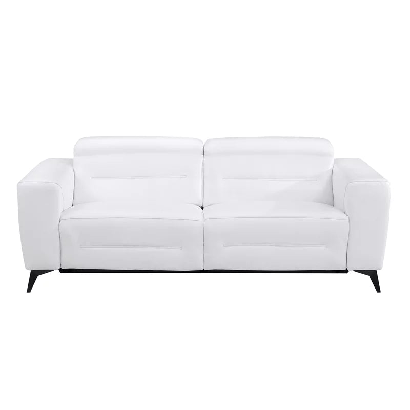 White Italian Leather Power Recliner Sofa T91923