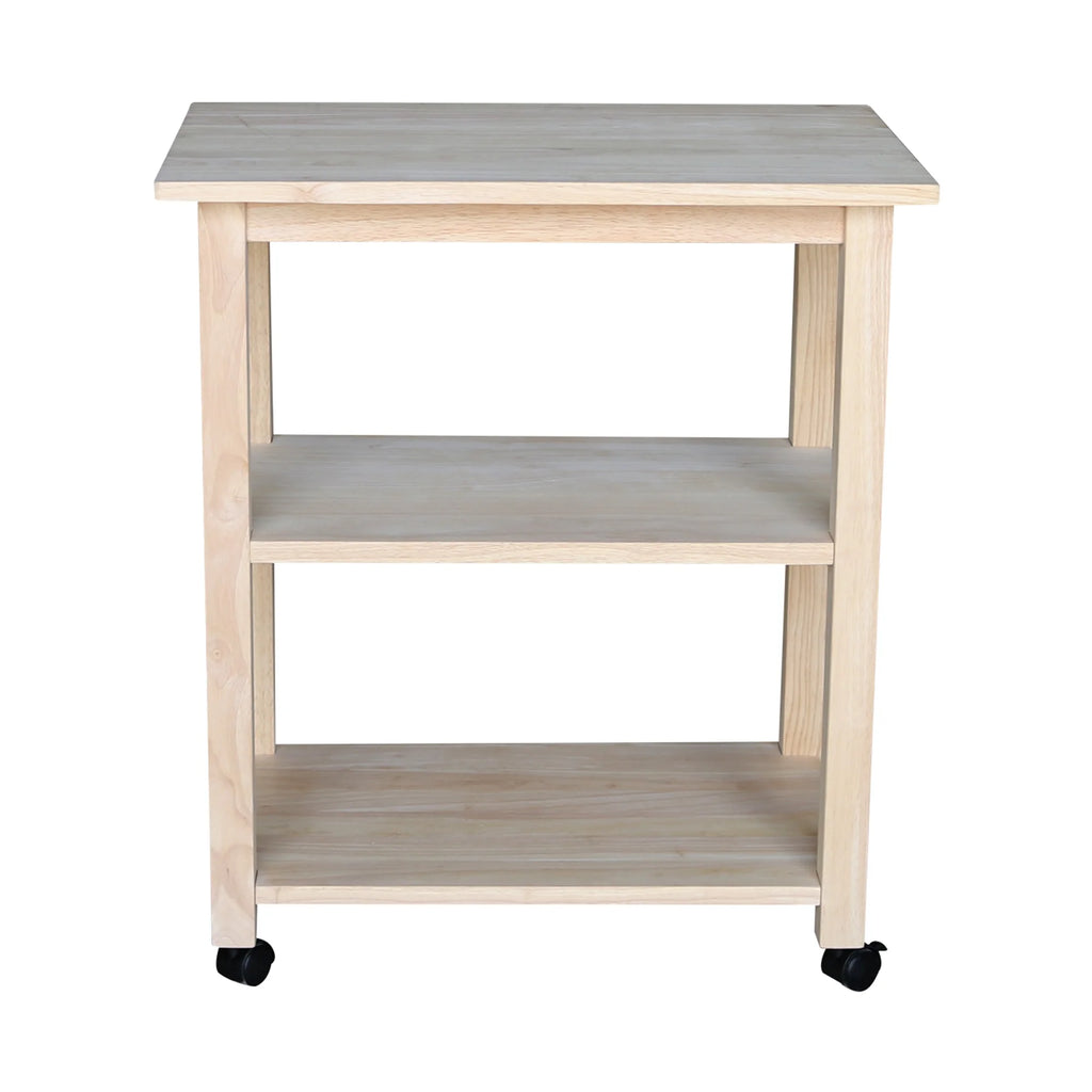 Unfinished Wood Microwave Kitchen Cart T952