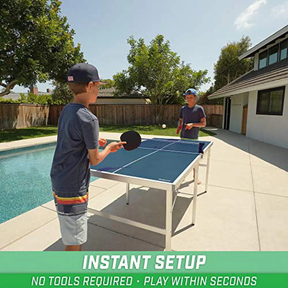 6'x3' Portable Table Tennis Game Set with 2 Paddles and 4 Balls H666