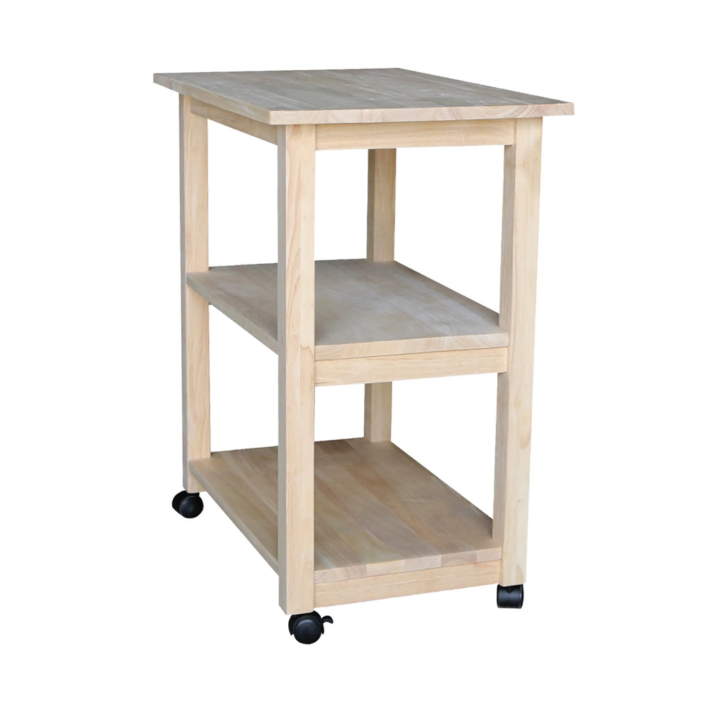 Unfinished Wood Microwave Kitchen Cart T952