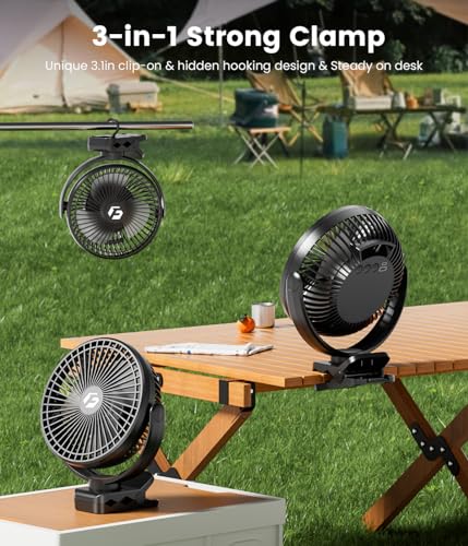 8-inch Clip on Fan 12000mAh Rechargeable 3 Speeds R774