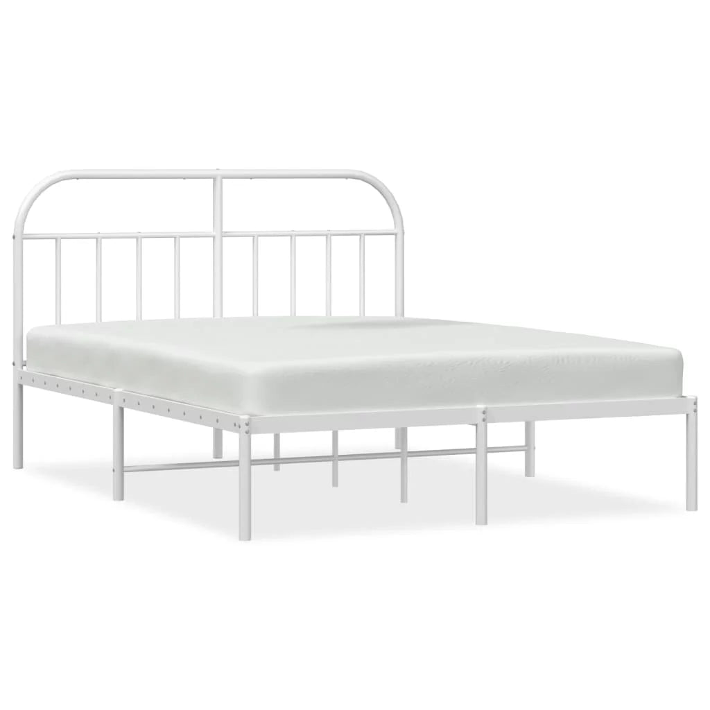 Metal Bed Frame with Headboard White T733