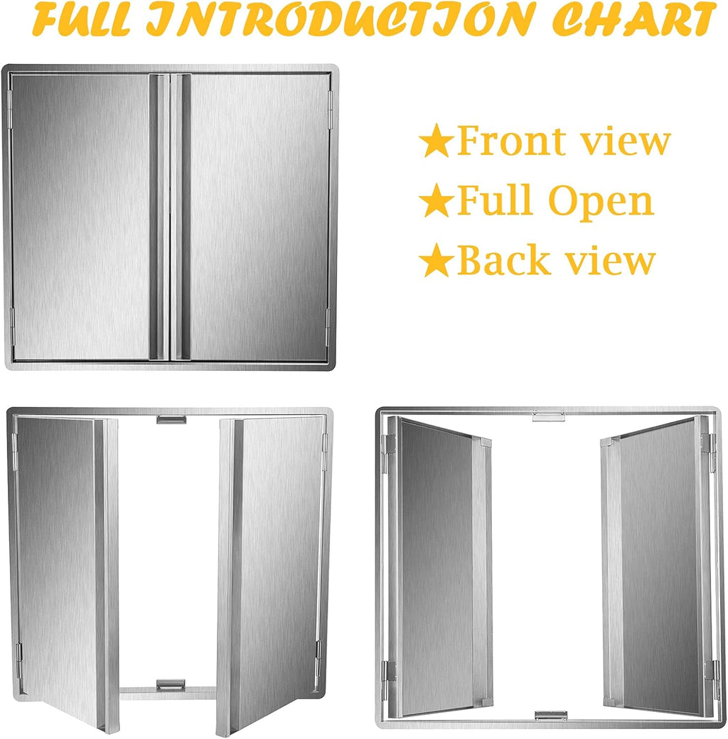 29.5W x 22H Inch Stainless Steel Outdoor Kitchen Doors N1902