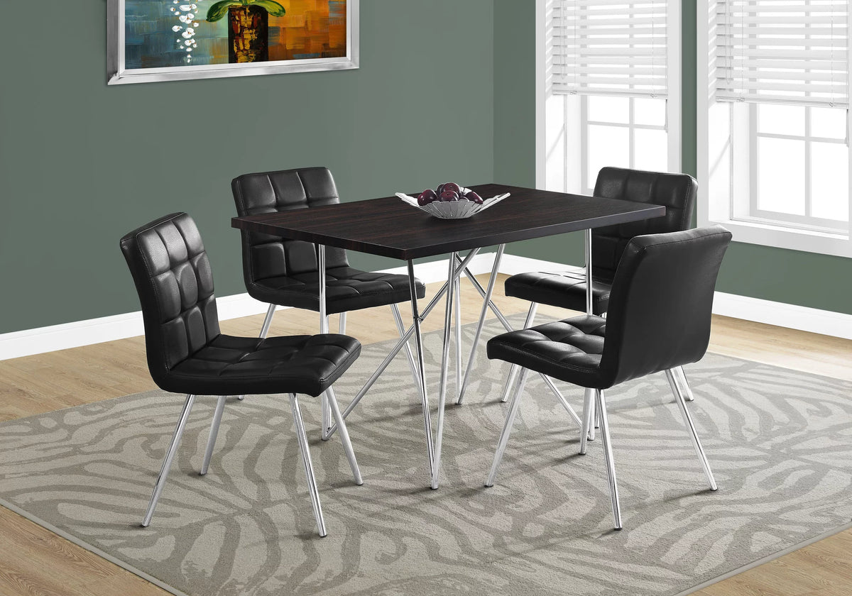 Silver and Coffee Brown Contemporary Rectangular Dining Table G627415