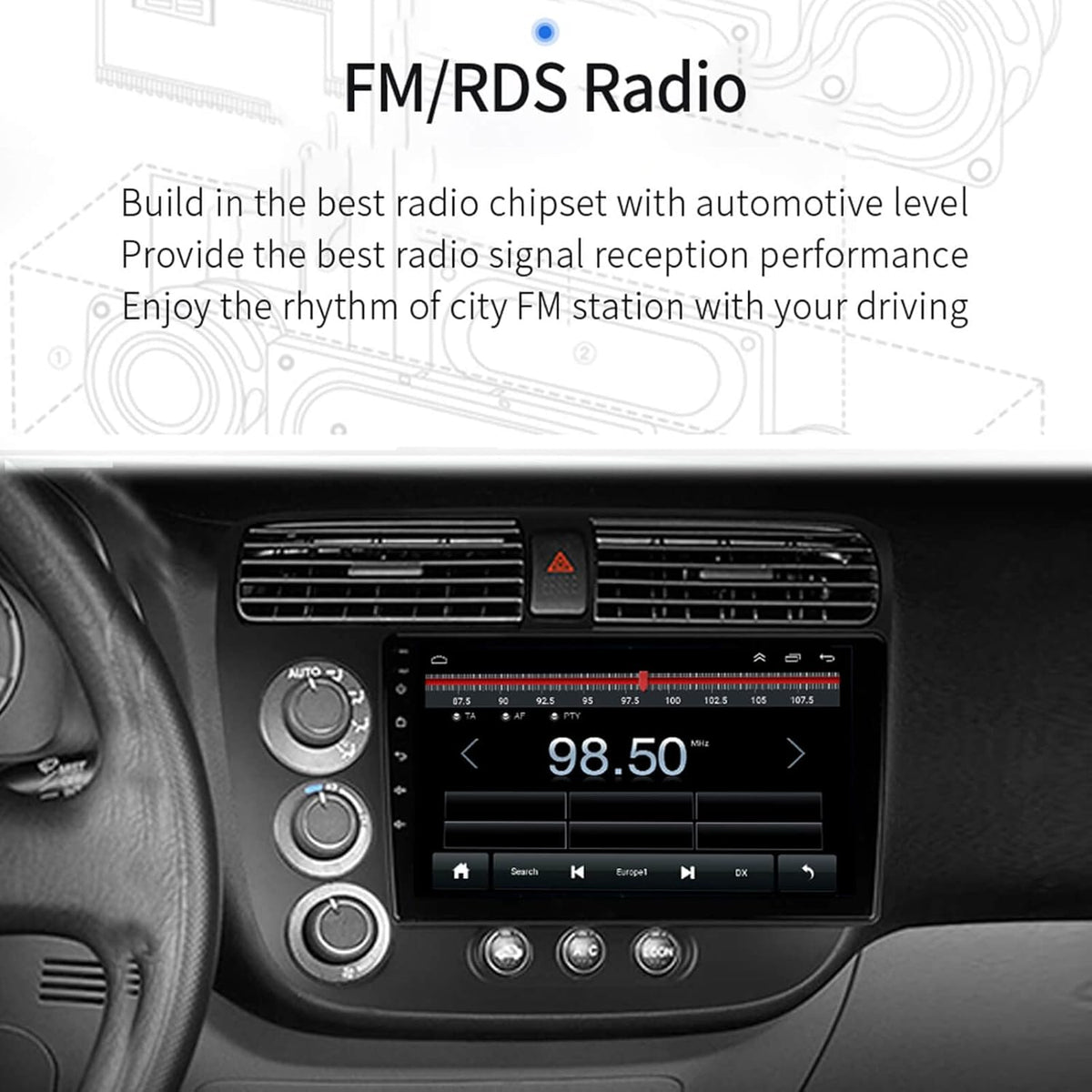 Android Car Radio Stereo Bluetooth for 2001-2005 Honda Civic I35178