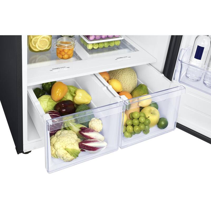 29 in. 17.6 cu. ft. Top Freezer Refrigerator with Ice Maker in Black Stainless Steel U722