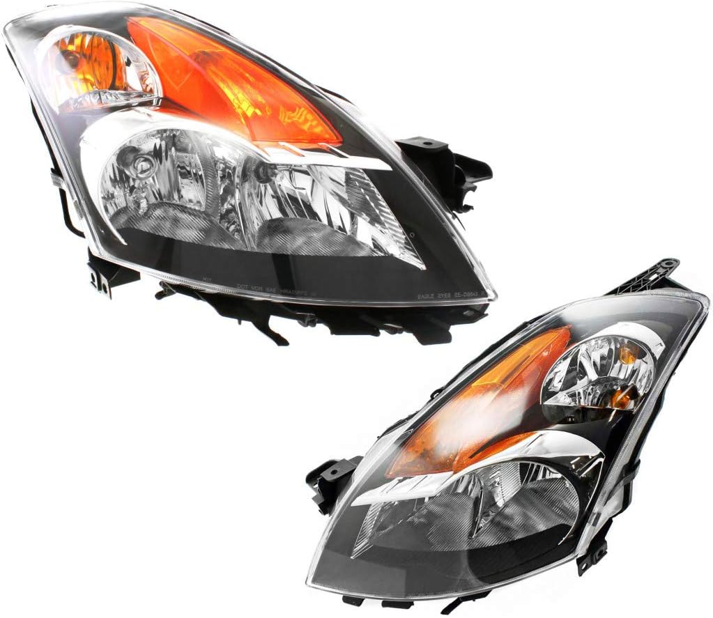 2008 2009 Black Headlight Assembly Pair Driver and Passenger Side P786280