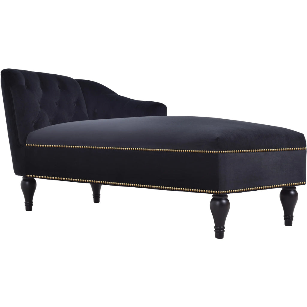 Black Tufted Upholstered Chaise Lounge Z7593