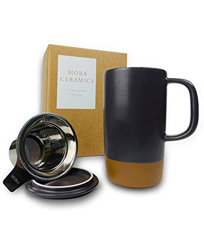18 oz Ceramic Tea Mug with Infuser and Lid T2925