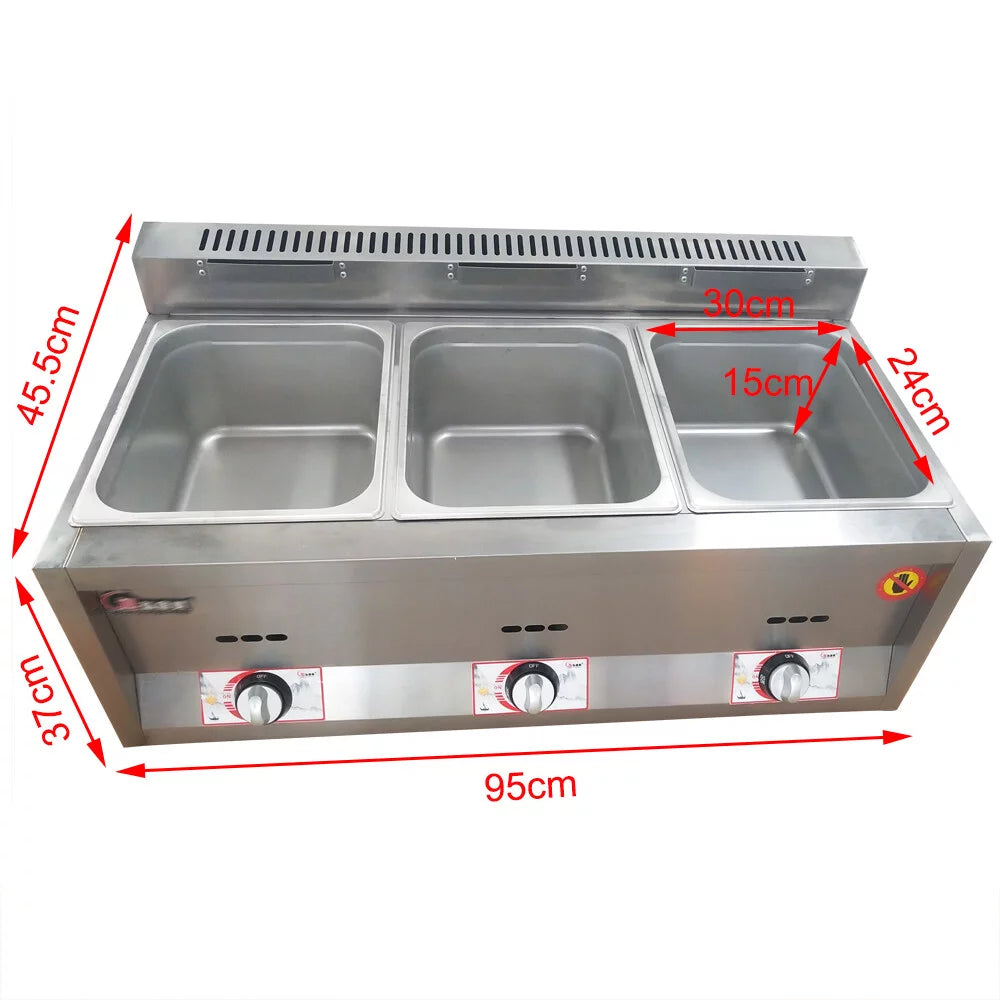 Commercial Propane Deep Fryer Countertop 18L Gas Fryer 3 Pan W3456