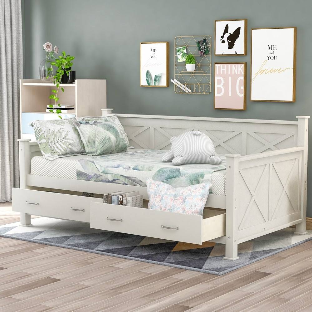 White Twin Size Daybed with 2 Drawers N28881